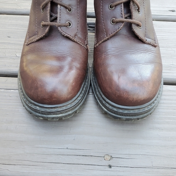 Vintage 90s y2k Bratz Brown Leather Lace-up Chunky Lug Platform Ankle Boots 8 - Picture 6 of 9